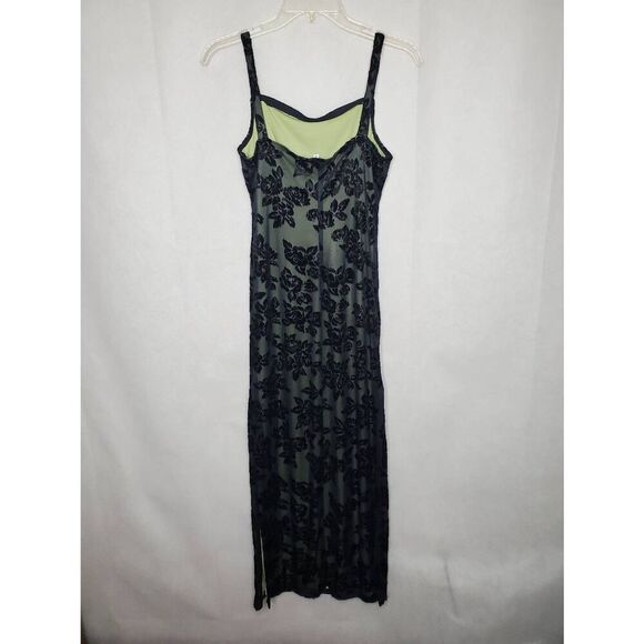 Vintage Y2K Rampage Made in USA Velvet Burnout Floral Whimsygoth Maxi Slip Dress - Picture 9 of 12